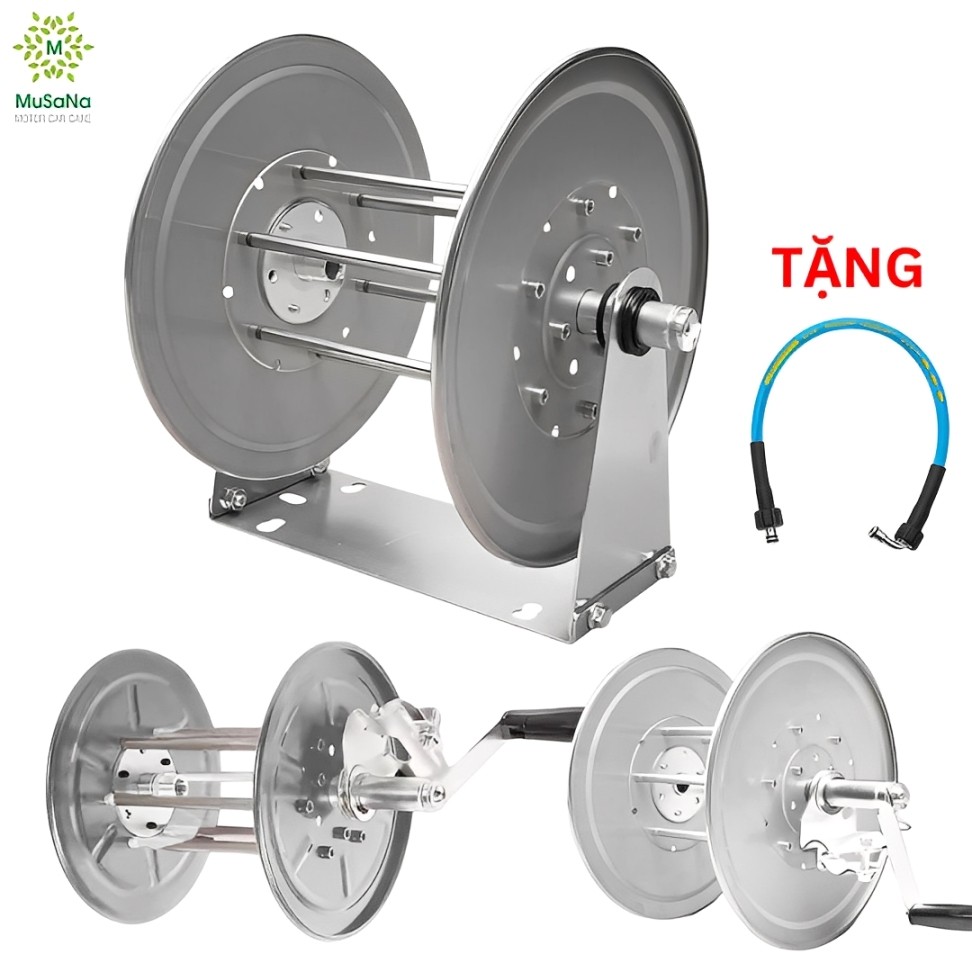 Rulo Cuốn Dây Cao Áp Niken Không Gỉ – Khung Quấn Dây Cho Máy Rửa Xe G500, Có Chốt Khóa & Tay Quay Gậ