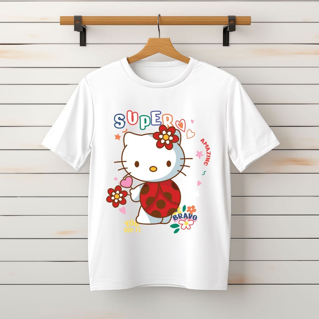 Áo phông, Áo Thun Áo Cộc unisex Nam Nữ, Hello Kitty 78 - Form Xuông [Vietnam FC]