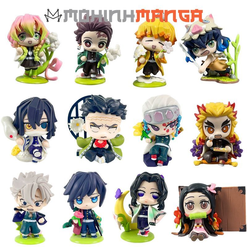 Mô hình 12 nhân vật Kimetsu No Yaiba Thanh gươm diệt quỷ Tanjiro Nezuko Zenitsu Inosuke Shinobu Giyu