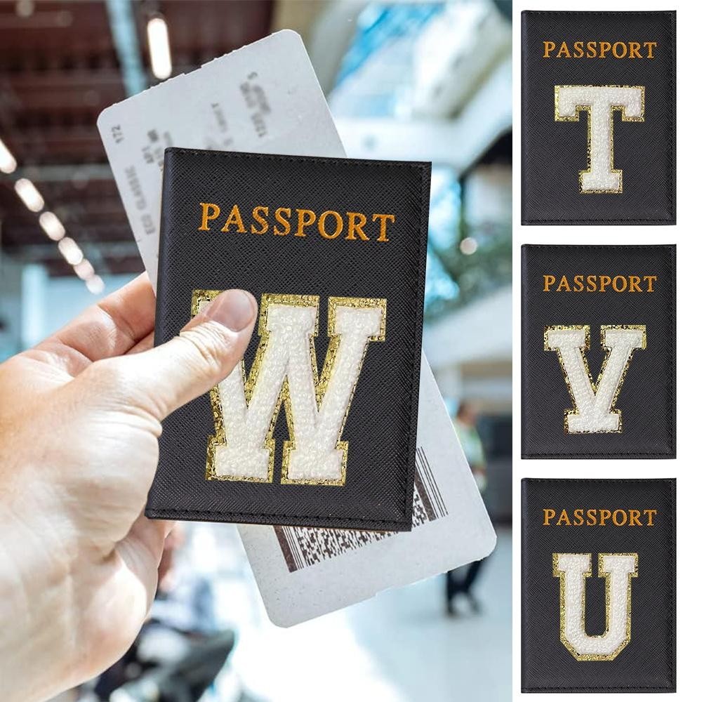 Passport cover ticket holder document organizer travel portable passport protection cover Golden emb