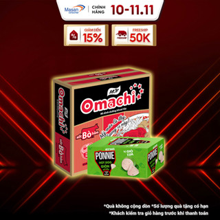  Combo 1 Thùng Mì Omachi Xốt Bò Hầm Gói 80g và 1 Hộp Ponnie HotDog Giòn Ăn Liền Hộp x 20 Cây x 28G 