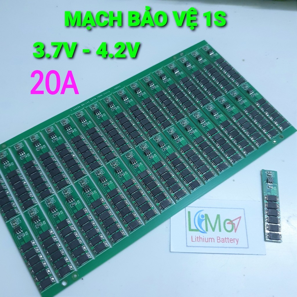 Mạch 1S 6 Fet xả 20A. Mạch BMS công suất lớn bảo vệ cell pin Lithium 18650, bảo vệ sạc xả cho pin 3.