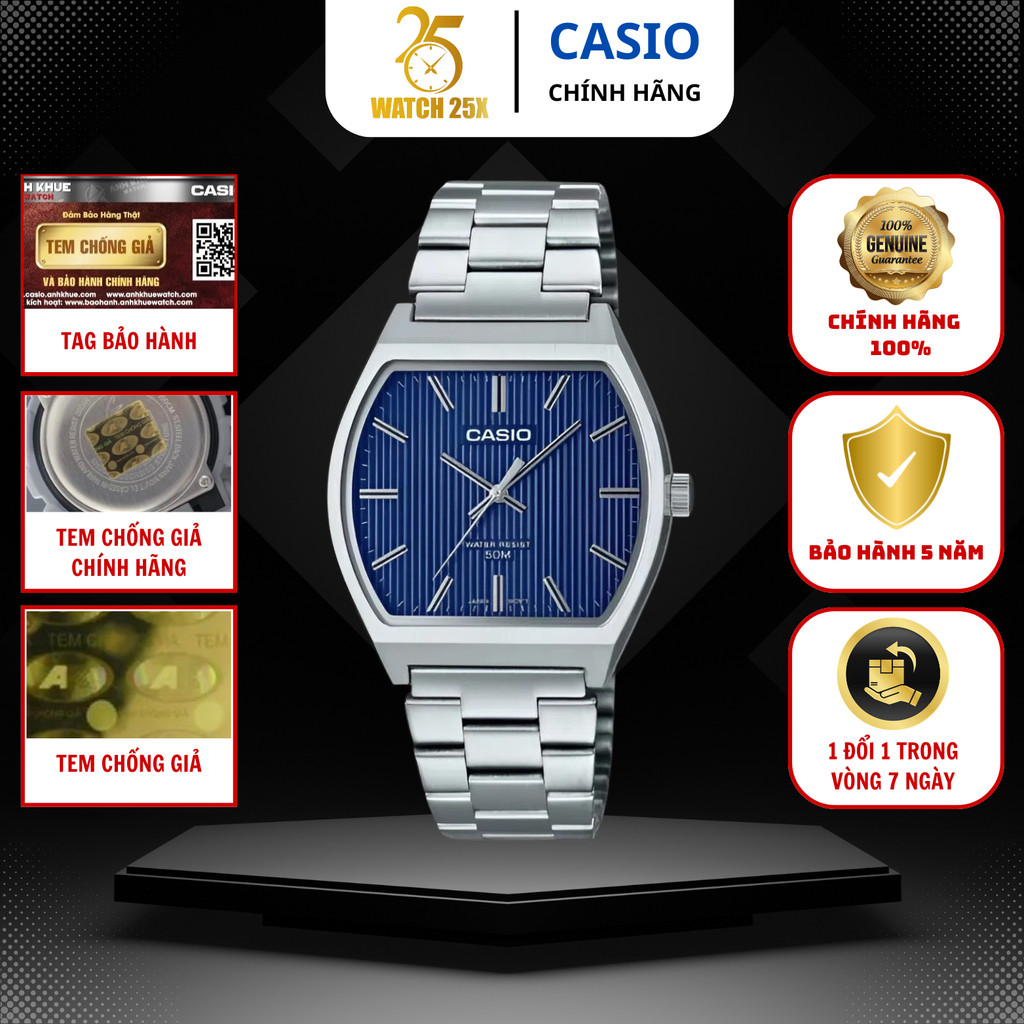 Đồng Hồ Nam Casio 35.5mm Nam MTP-B140D-2AVDF Watch25x - Chronograph Thể Thao, Mặt Bạc Đẳng Cấp.