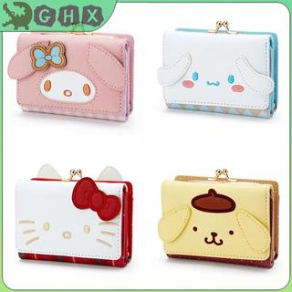 Túi GHX Sanrio Hello Kitty Kawaii Cinnamoroll Kuromi Melody Thời Trang Ví Da PU Cô Gái Dễ Thương Gấp Túi Đựng Thẻ Quà Tặng Sinh Nhật VN