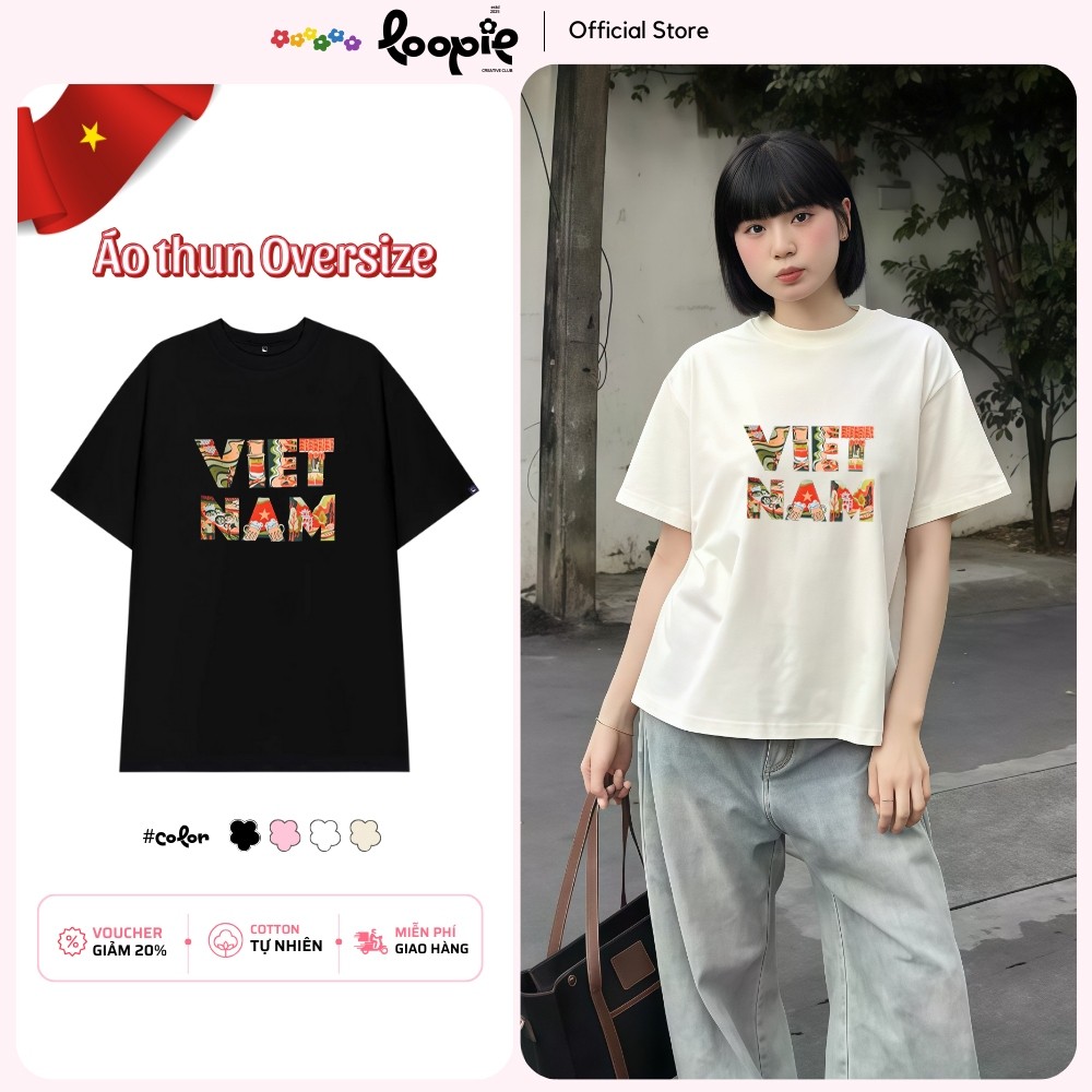 Áo Thun Việt Nam Unisex Dễ Thương Loopie – LP32 Form Oversize Dành Cho Nam N