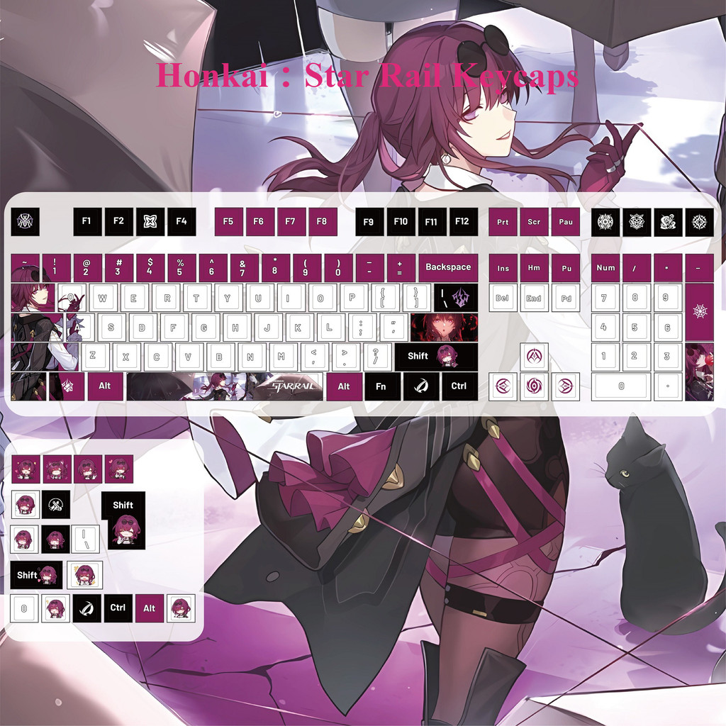 Honkai: Star Rail Kafka Keycaps Cherry Profile PBT 120 Phím Wooting Aula F75 Anime Cơ Khí Keycap Nhu
