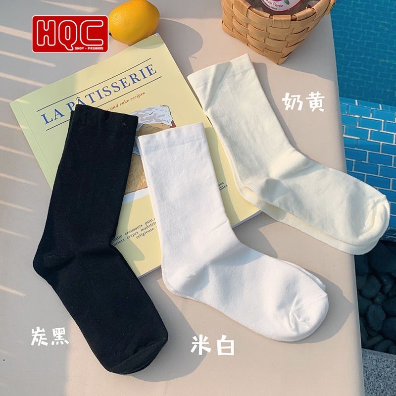 Tất Nữ Cổ Cao Cotton Co Giãn – 3 Màu Basic Hot Trend, Siêu Êm, Thấm Hút Tốt, Dễ Phối Đồ, Set 10 Đôi 