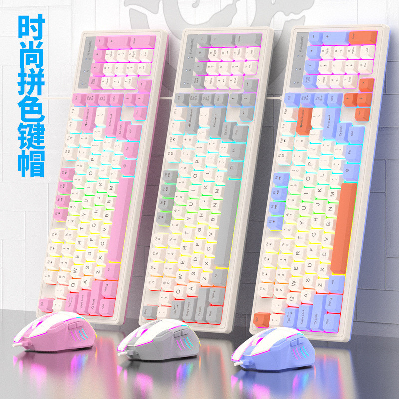 Bộ chuột bàn phím có dây Viper KM800 Mechanical Feel Gaming Gaming Bàn phím 98 phím Laptop