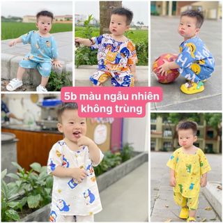  COMBO 5 bộ đồ bộ bé trai Tole Lanh CỘC TAY  chất vải Tôn lanh 2 da mềm mịn mát mùa hè - chuẩn fom - may kỹ 