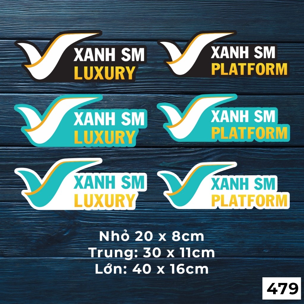 Mẫu tem decal dán xe XANH SM dán cho xe ô t, chất liệu decal chống nước - Mã 479