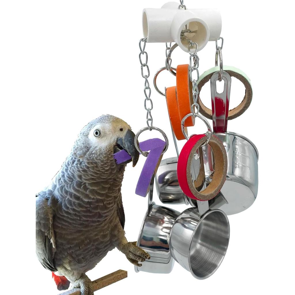 Bền Chim Vẹt Nồi Và Đồ Chơi Bagel, Thép Không Gỉ Có Thể Kéo Được Và Vòng Tông Đồ Chơi Cho Mini Macaw