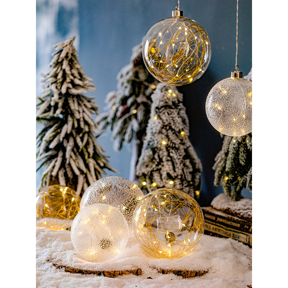 Juhan Dạ Quang Thủy Tinh Đèn Lồng Bóng Treo Giáng Sinh Chiếu Sáng Hàng Hóa Cửa Sổ Đảng Lễ Hội Bầu Kh