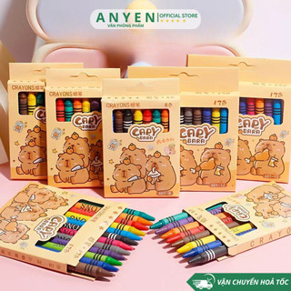 Hộp bút sáp màu cho bé Capybara hoa hướng dương