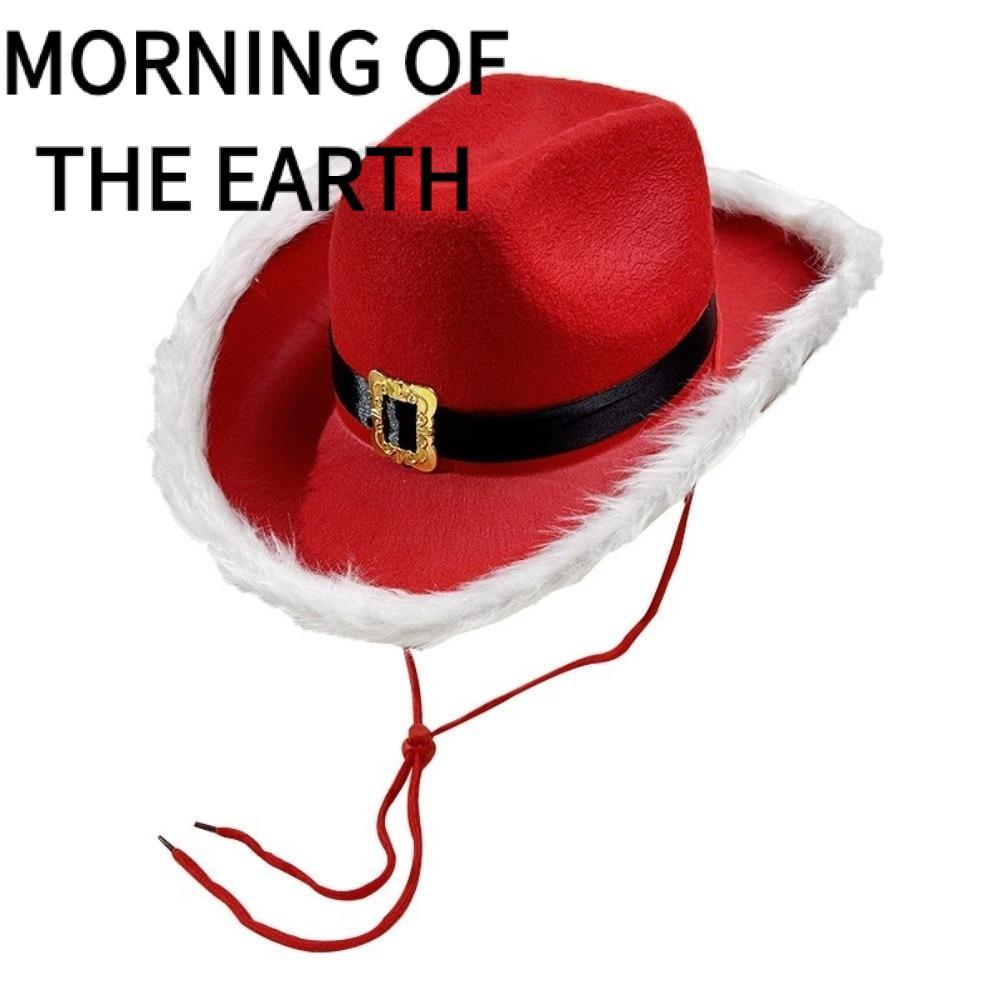 MORNING OF THE Christmas Hat, Santa Red Cowboy Hat, Felt Jazz Cap Unisex