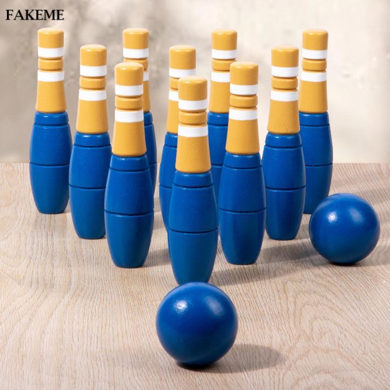 Bộ 10 Bowling Gỗ Với 10 Chân Và 2 Quả Bóng Trò Chơi Bowling Bãi Cỏ Bền Đẹp
