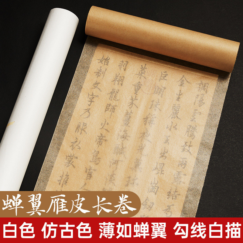 Cicada Wings Wild Goose Skin Long Roll Rice Paper Half-Cooked Antique Half-Cooked Brush Paper Vỏ nhỏ