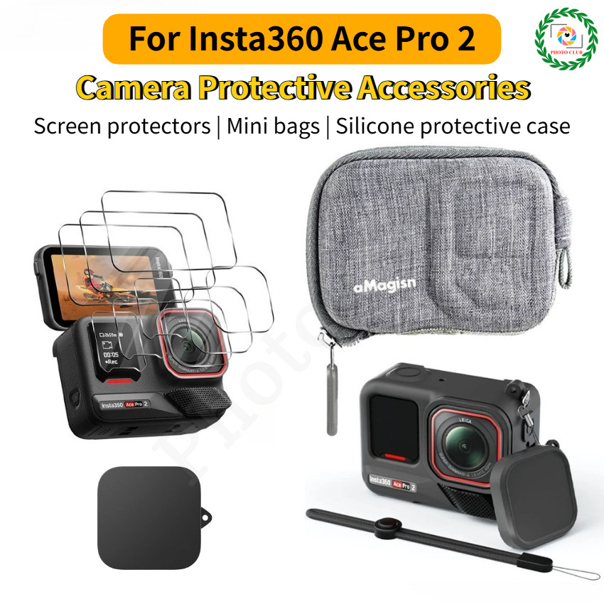Dành Cho Insta360 Ace Pro 2 Bảo Vệ Màn Hình Kính Cường Lực Phim Ống Kính Bao Nắp Túi 360 Ace Pro 2 P