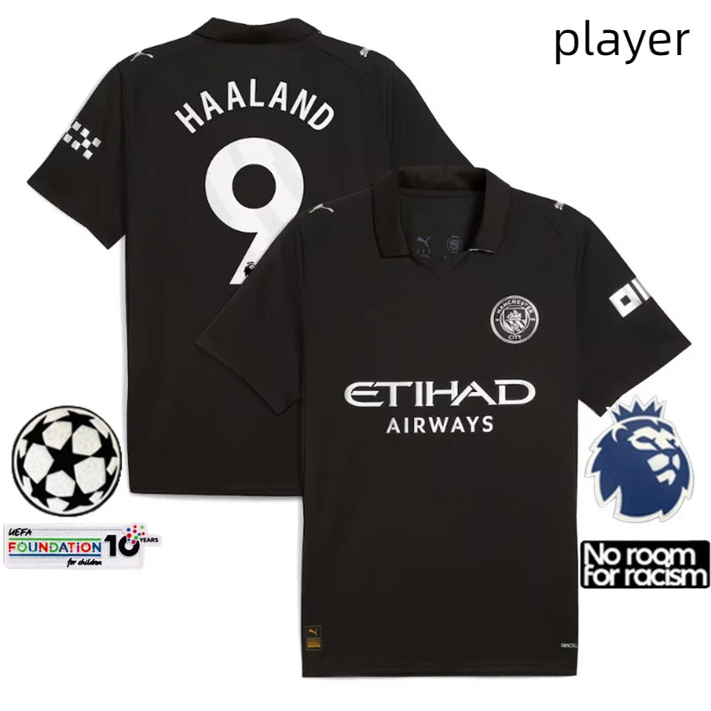 Phiên bản cầu thủ 25 / 26 Man City Áo bóng đá nam sân khách thứ ba màu đen