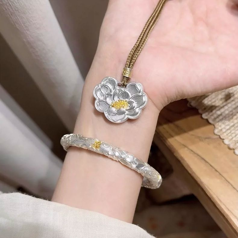 ❈ ❈ ❈ ❈ ❈ 999.9 🍒 zheng ❈ ❈ ❈ ❈ ❈ ❈ ❈ ❈ ❈ ❈ ❈ Lotus Love Foot Silver 999.9 Phong cách Trung Quốc mới