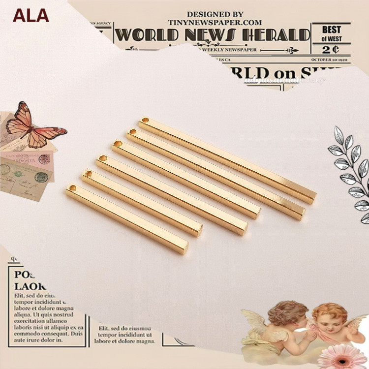 💖Phụ kiện trang sức DIY💖Tai nghe vàng-clad mạ đồng vuông, mặt dây chuyền treo dài, chất liệu thủ côn