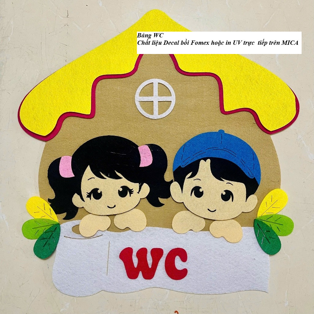 Bảng WC Cho Trường Mầm Non - chất liệu Decal bồi Fomex, Mica UV