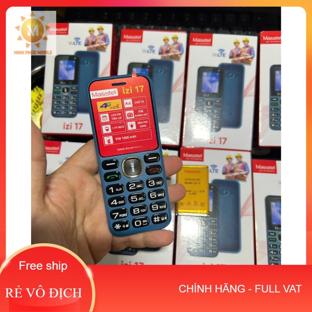 Điện Thoại 4G Masstel Izi 17 4G Xài sim Mobi ok, loa to bàn phím to có lịch âm - Bảo hành 12 tháng