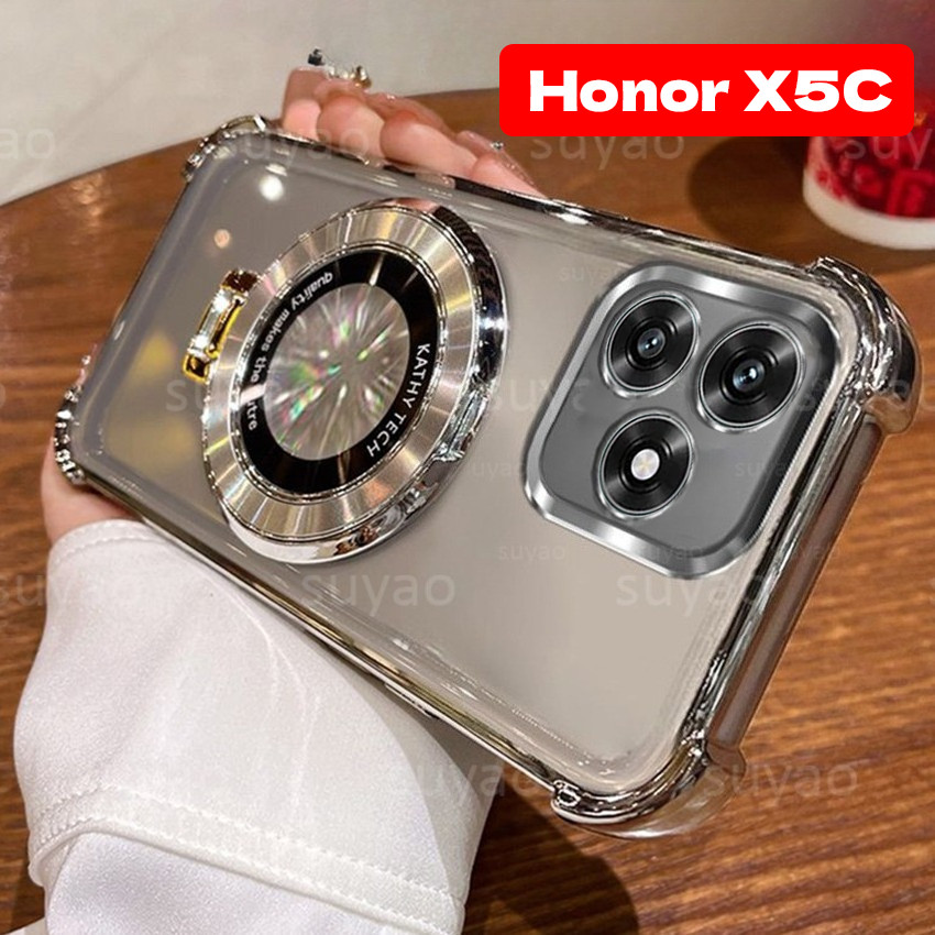 Dành Cho Honor X5C Plus X5CPlus 2025 Giá Đỡ Từ Tính Vỏ Điện Thoại TPU Trong Suốt HonorX5C HonorX5CPl