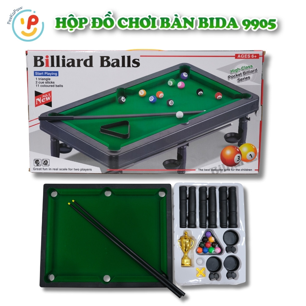 Bộ đồ chơi bàn bida mini vải nỉ có cúp vàng 9905 PeeKaPaw Toys