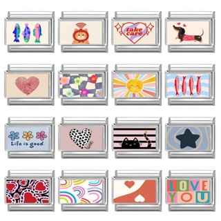 Vòng tay thép không gỉ 9mm Y2K với charm hoa như hồng, hướng dương, tulip và anh đào - Trang sức thời trang