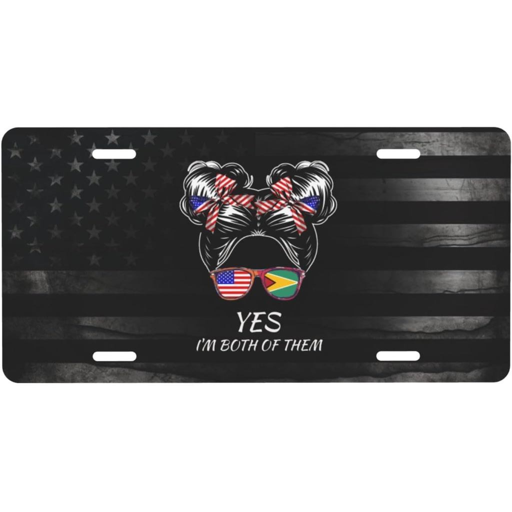 Guyan American Half Flag Girl USA Guyana Biển số nhôm phía trước Thích hợp Chơi ngoài trời 6 X 12 tr