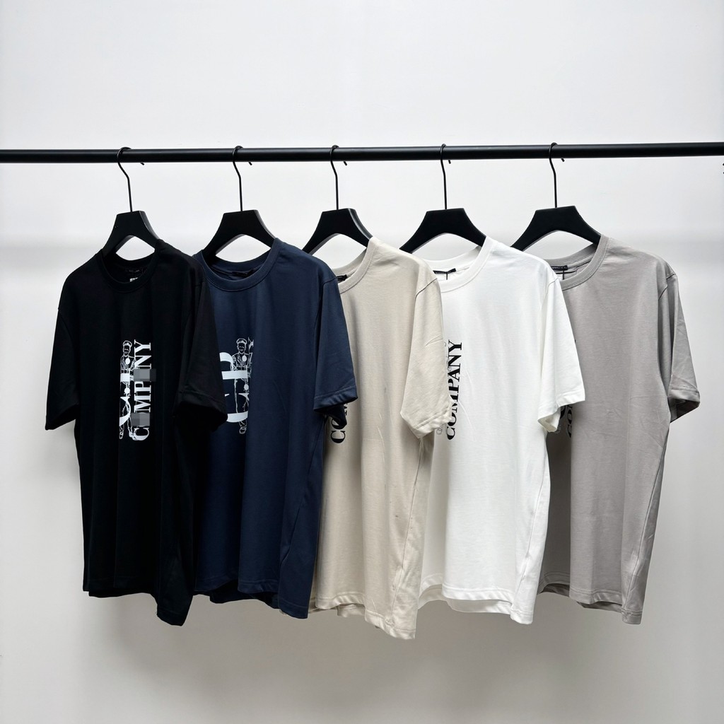 CP Men's embroidered casual round neck short sleeve T T-shirt Stylish Simple Casual Outdoor Sports B