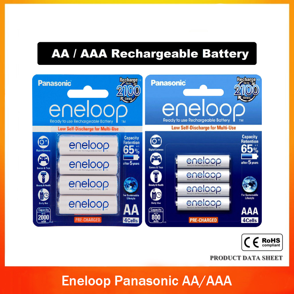 Eneloop Panasonic AA/AAA Sạc lại pin 4 cell (trắng)