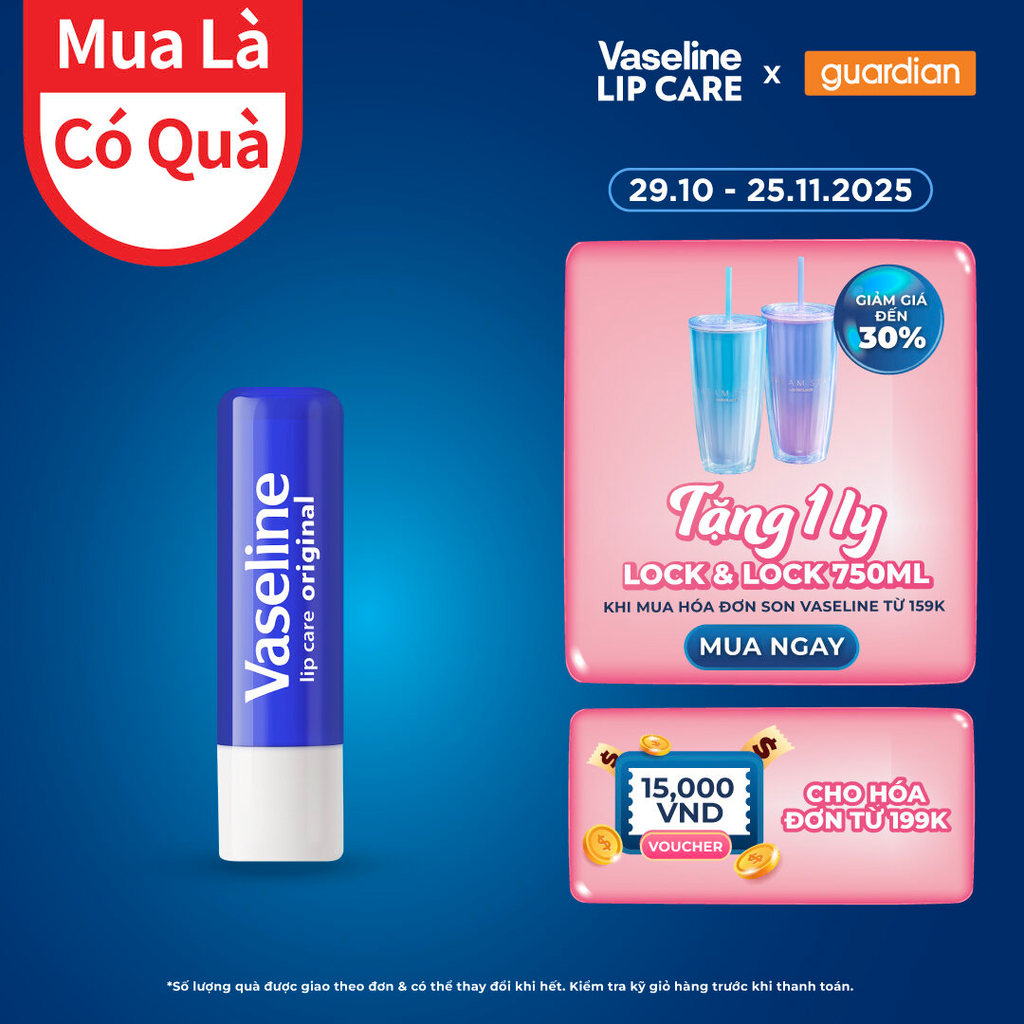  Son Dưỡng Vaseline Lip Therapy Original Không Mùi 4,8Gr 