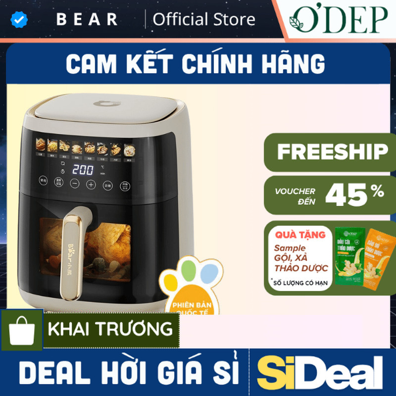 Nồi chiên không dầu 5L Bear QZG-F15H1 - Hàng chính hãng - SIDEAL SIO