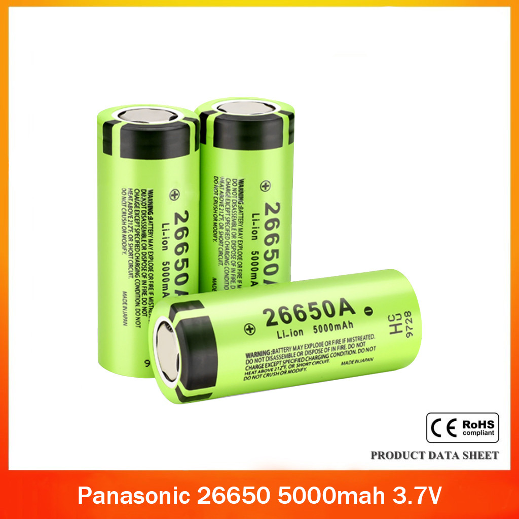 Pin sạc ban đầu Panasonic 26650 5000mah 3.7V 26650A Lithium Flat Capacity Batteries