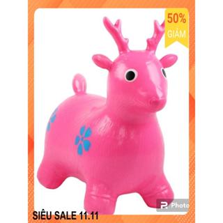  Thú nhún hình hươu có nhạc cho bé – loại lớn bơm hơi đàn hồi – đồ chơi vận động tại nhà mẫu mã siêu yêu 