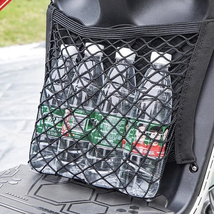 Universal Front Storage Net Bag for Electric Bikes, Raincoat Storage Hanging Bag, Helmet Elastic Sto