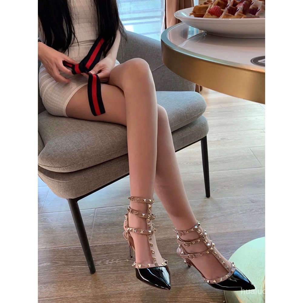 25Spring and Autumn New High Heels Women's Thin Heels Nude Single Shoes Sandals Wedding Shoes