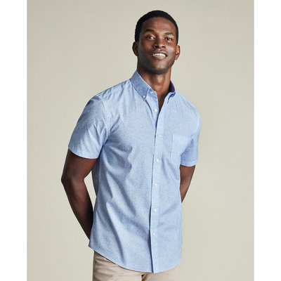 CHARLES TYRWHITT - Áo sơ mi nam cổ bẻ tay ngắn Poplin Floral Print_CSP0011-SKY