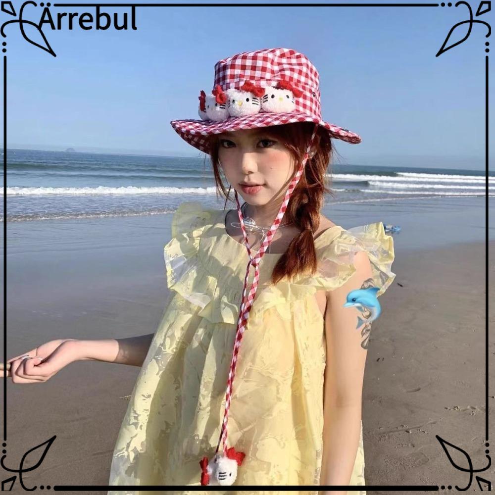 Mũ chống nắng ARREBUL, Mũ ngư dân hoạt hình Hello Kitty Hello Kitty, Mũ xô Sanrio chống tia cực tím 