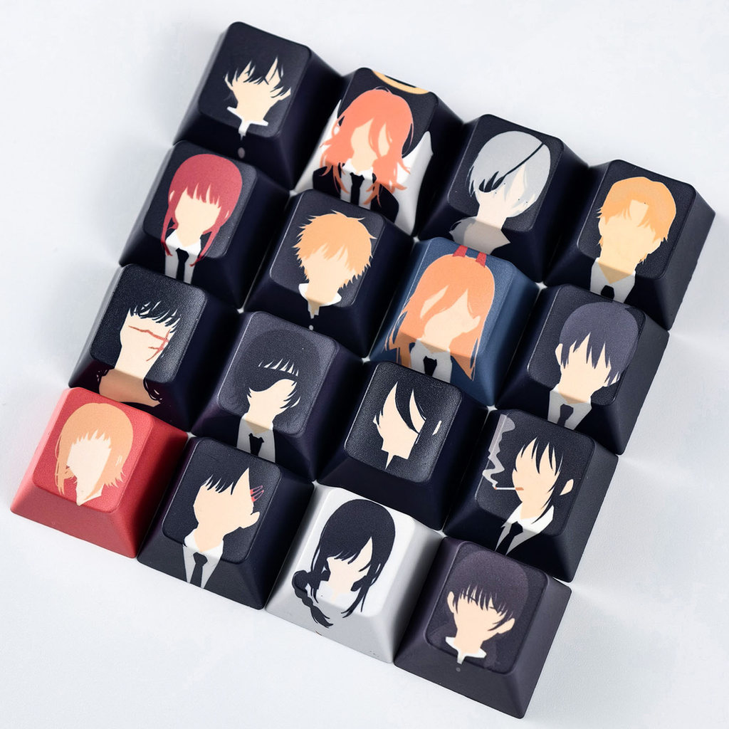 MAIMOOO Cưa Xích Người Keycap MOA / Cherry Profile 16 Chiếc PBT Cơ Keycaps Hayakawa Aki Denji Mitaka