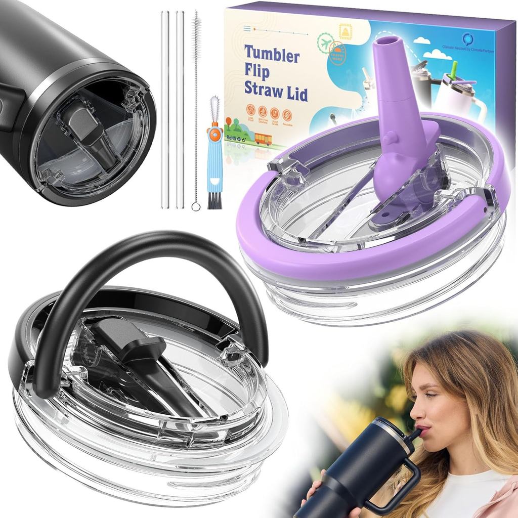 2 Gói 40 oz Tumbler Flip Straw Nắp Thay Thế Cho Stanley Quencher, Nắp Chống Rò Rỉ Thay Thế Chống Trà