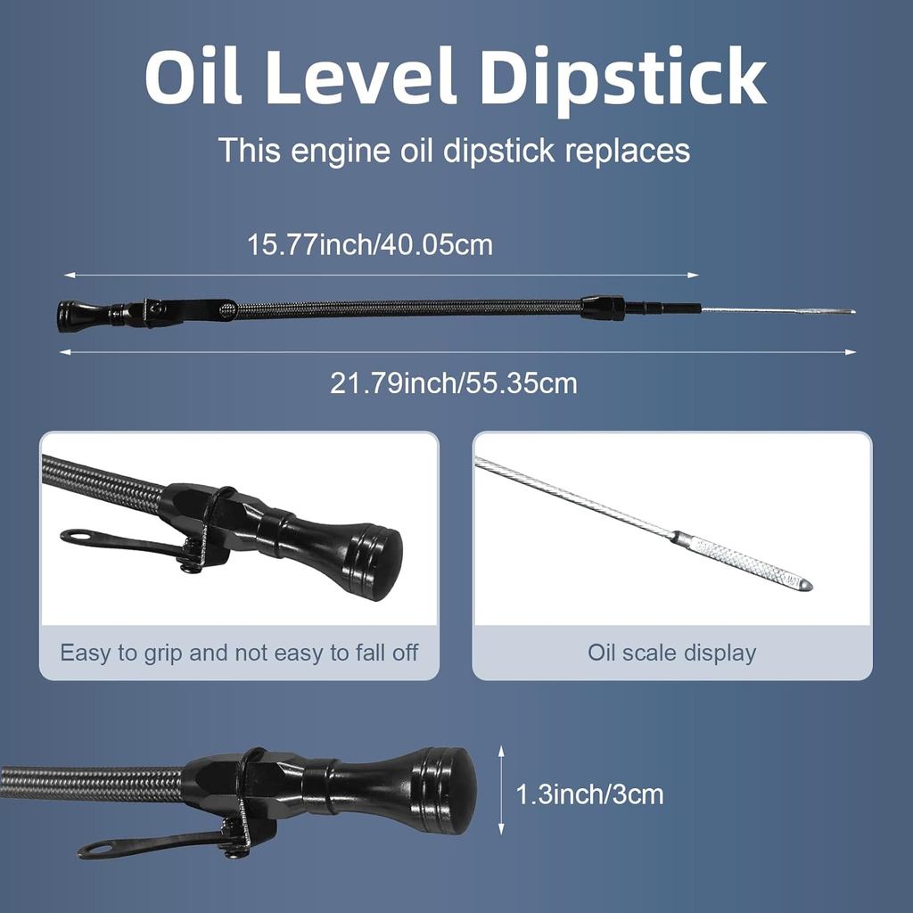 HAHA LS Truck 21,79inch Dipstick Tương thích với LS Truck Dầu linh hoạt Dipstick LSX LS1 LS2 LS2 LS6 4.8L 5.7L 6.0L 6.2L Đen (Đen) (21,79inch)