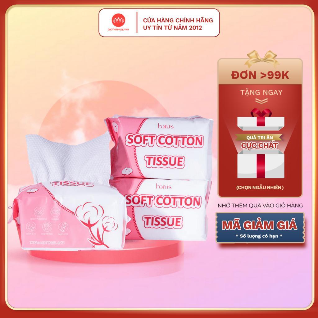 (Chính hãng) Khăn khô đa năng Horus Soft Cotton Tissue 80 tờ dạng giấy rút tiện lợi an toàn cho da