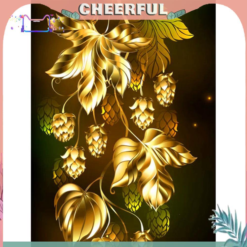 (DB6503) Golden Pine Cone Square Diamond 5D DIY Diamond Painting Kit Craft (WT364) 50x70cm