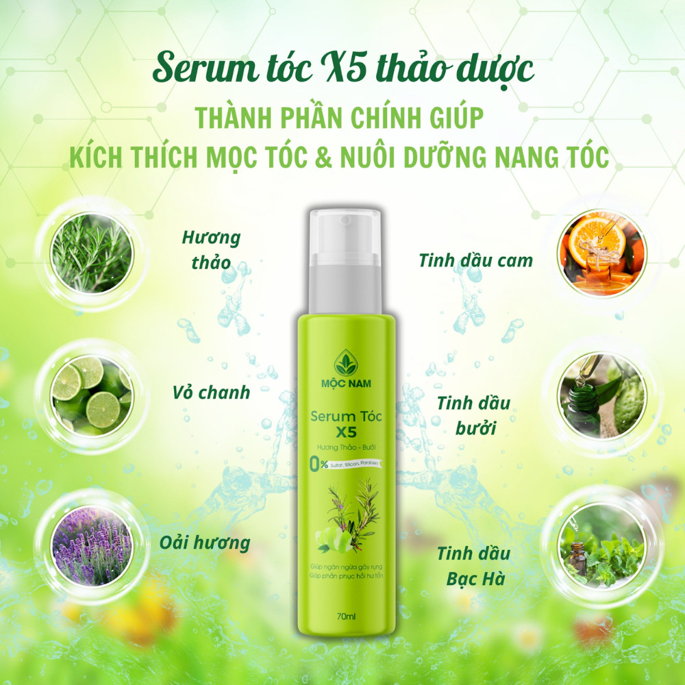 Serum Mọc Tóc X5 Mộc Nam Kích Thích Mọc Tóc Ngăn Ngừa Gãy Rụng