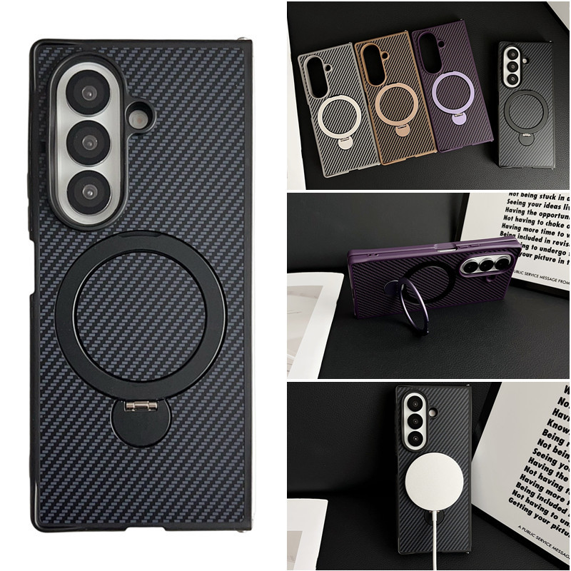 360° Xoay Giá Đỡ Sợi Carbon Ốp Lưng Điện Thoại Samsung Galaxy Z Fold 7 Z Fold 6 Z Fold 5 Z Fold 4 Z 
