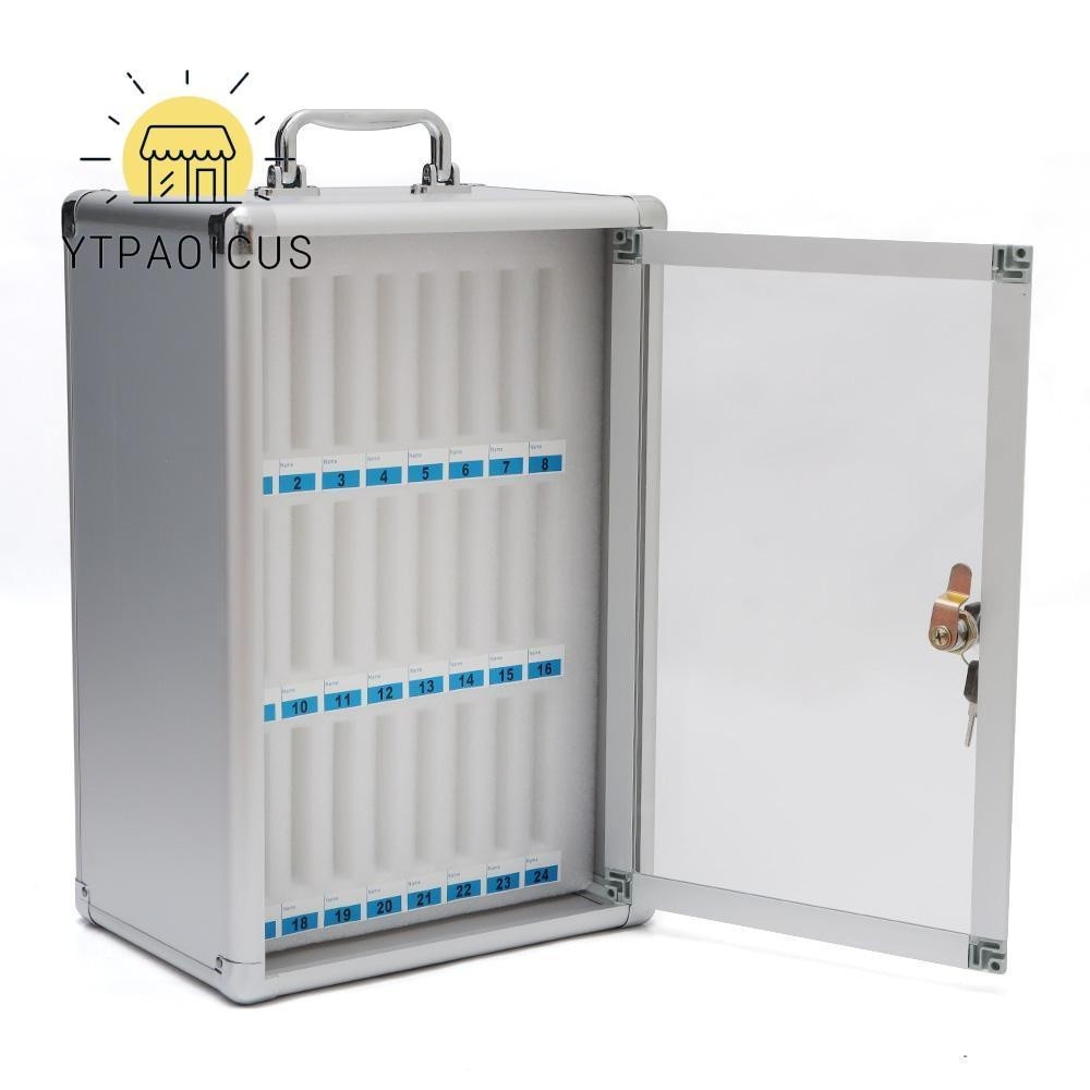 YURUYI Aluminum Alloy 24-Slot Lockable Acrylic Phone Storage Box