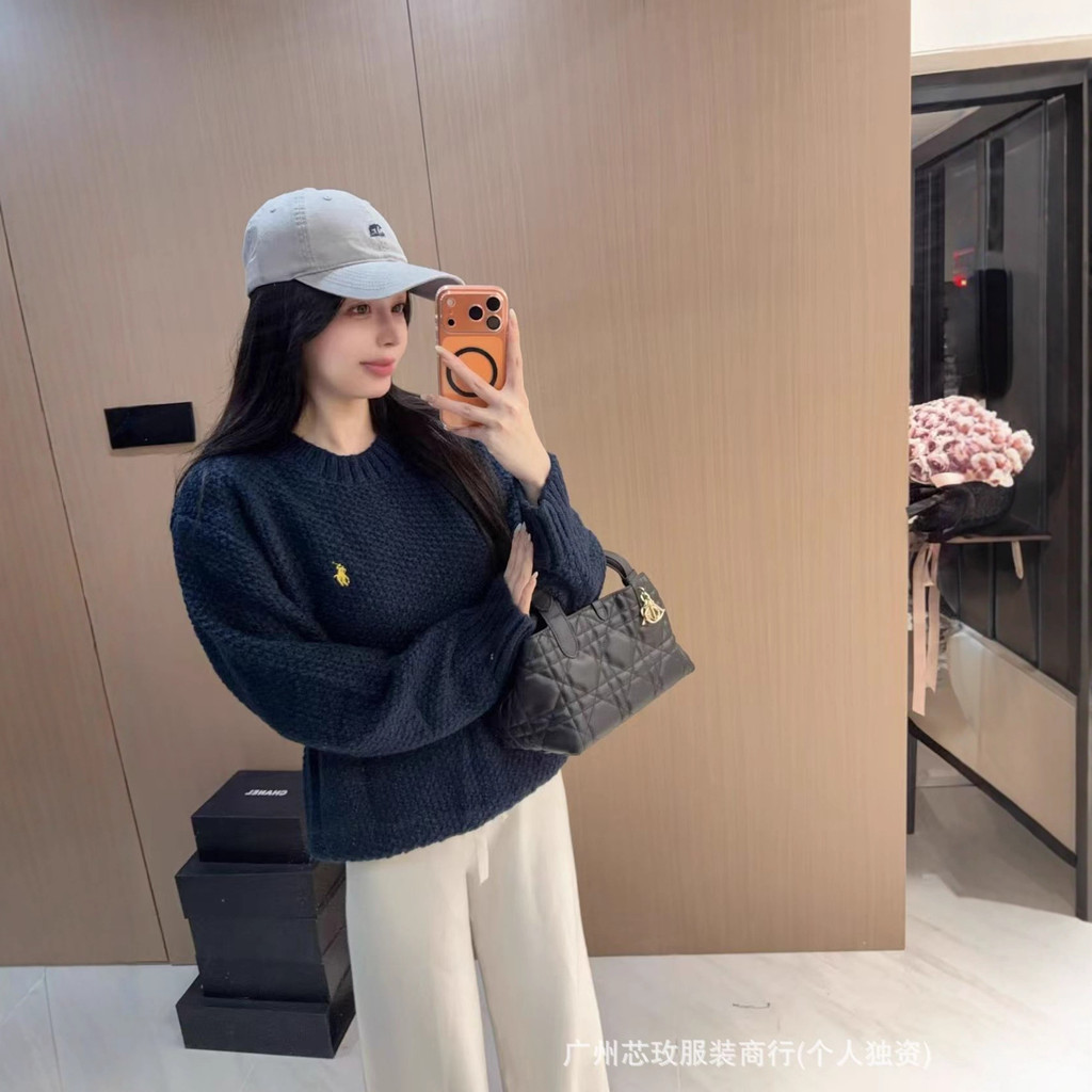 RL 2025New Autumn and Winter Gentle Style Basic Round Neck Four-Color Versatile Korean Style Sweater