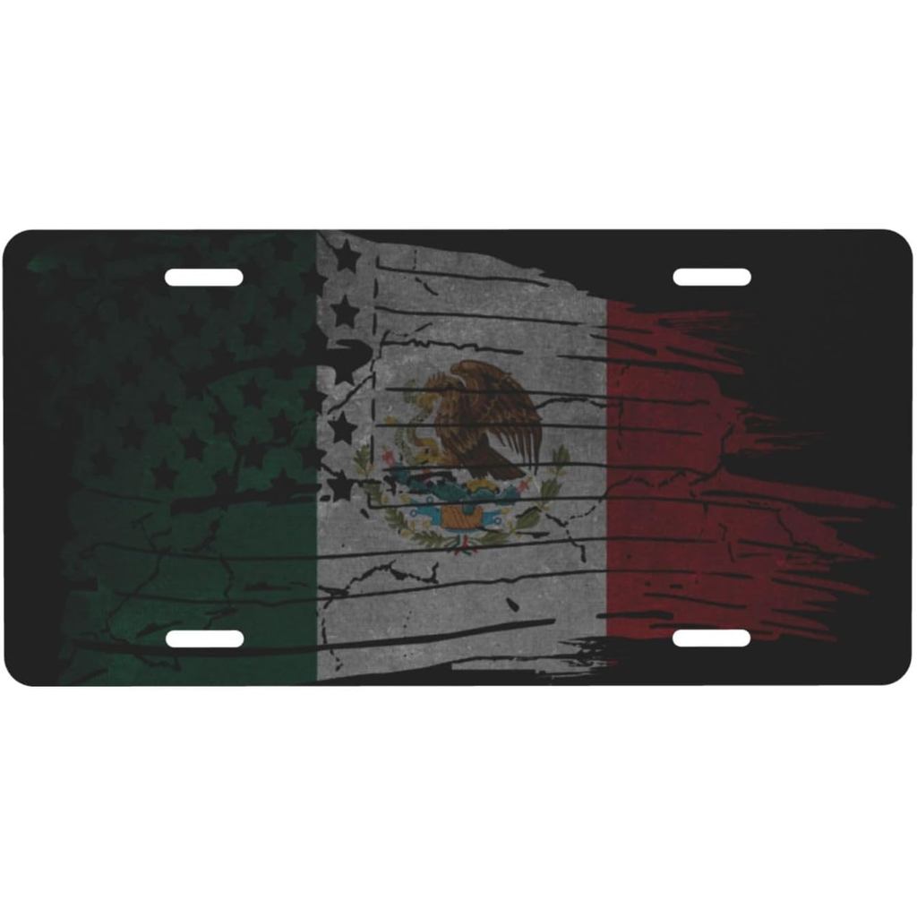 American USA Mexico Half Flag Biển số nhôm phía trước được cá nhân hóa Thích hợp để chơi ngoài trời 